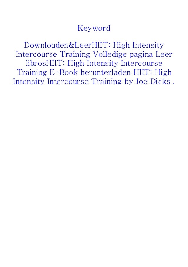 High Intensity Intercourse Training Joe Dicks
